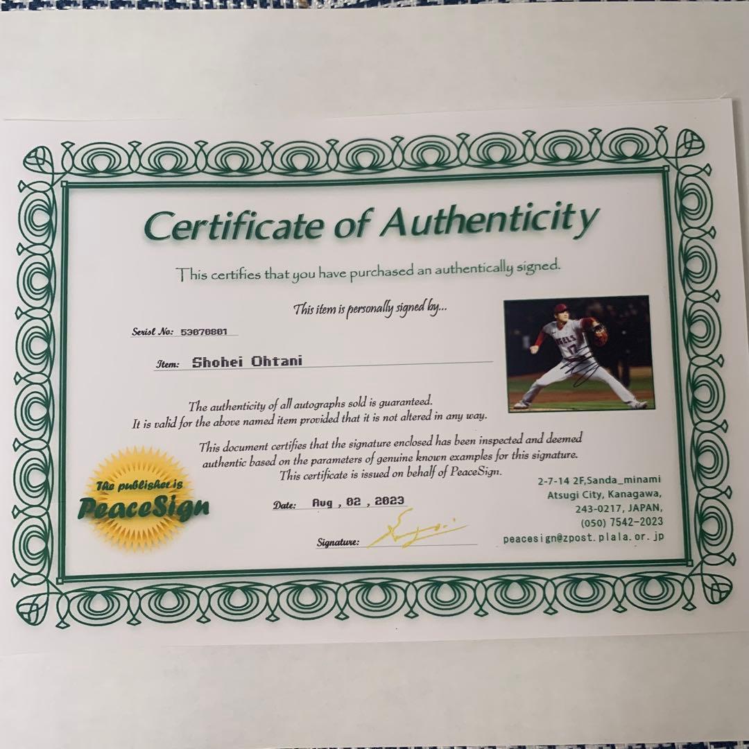 【証明書付き美品】大谷翔平フォト直筆サイン入り　六切　エンゼルス