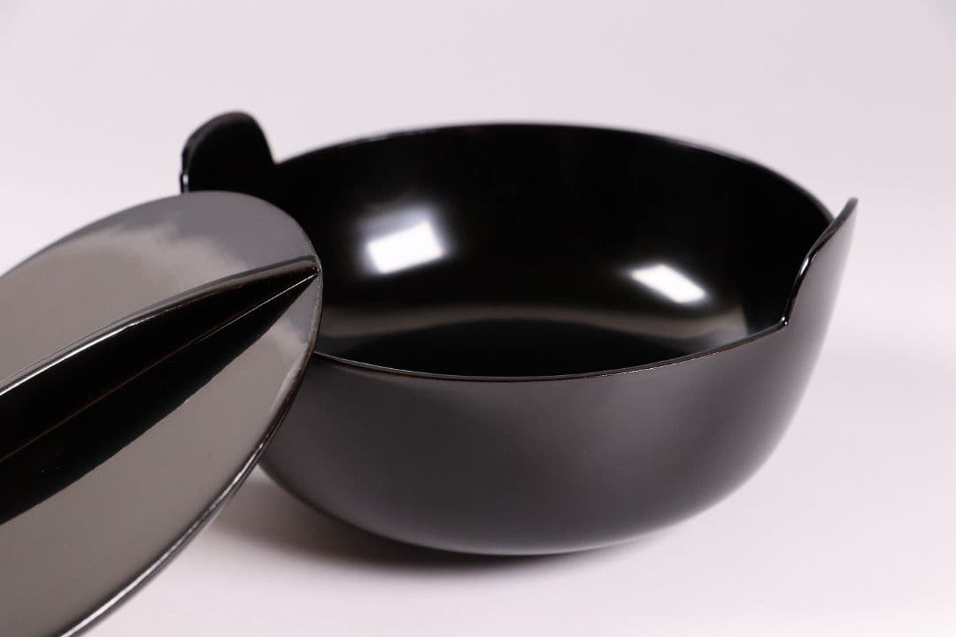 MA27 木製漆器 鍋形菓子椀 十客 鯛蒔絵 金蒔絵 色蒔絵 黒塗 木箱 魚