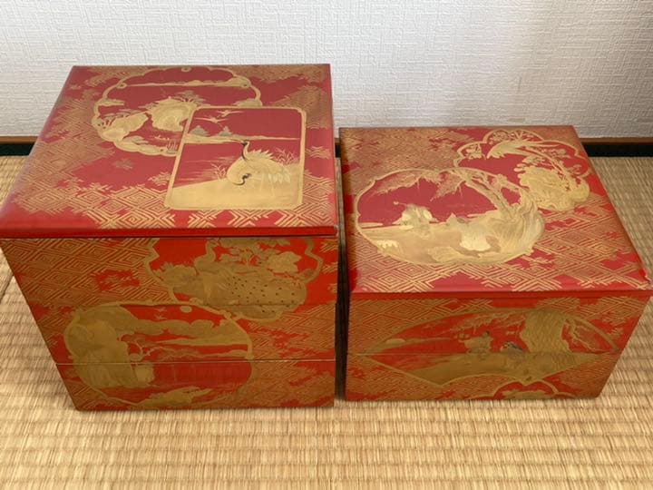 高級時代木製漆器　極上松蒔絵 五段重箱　蒔絵 超美品