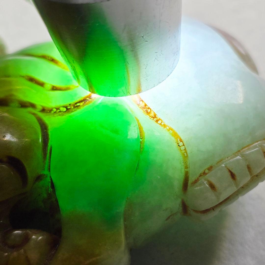 古美術 翡翠 手彫 清 吉象 太平有象 根付 玉佩 縁起物 美品