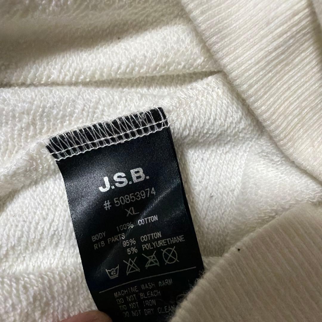 J.S.B. フード付きホワイトパーカー　袖なしXLサイズ