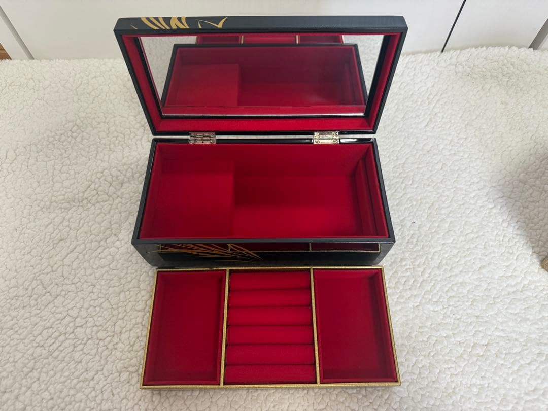 黒塗金蘭オルゴールジュエルボックス2段 新品未使用