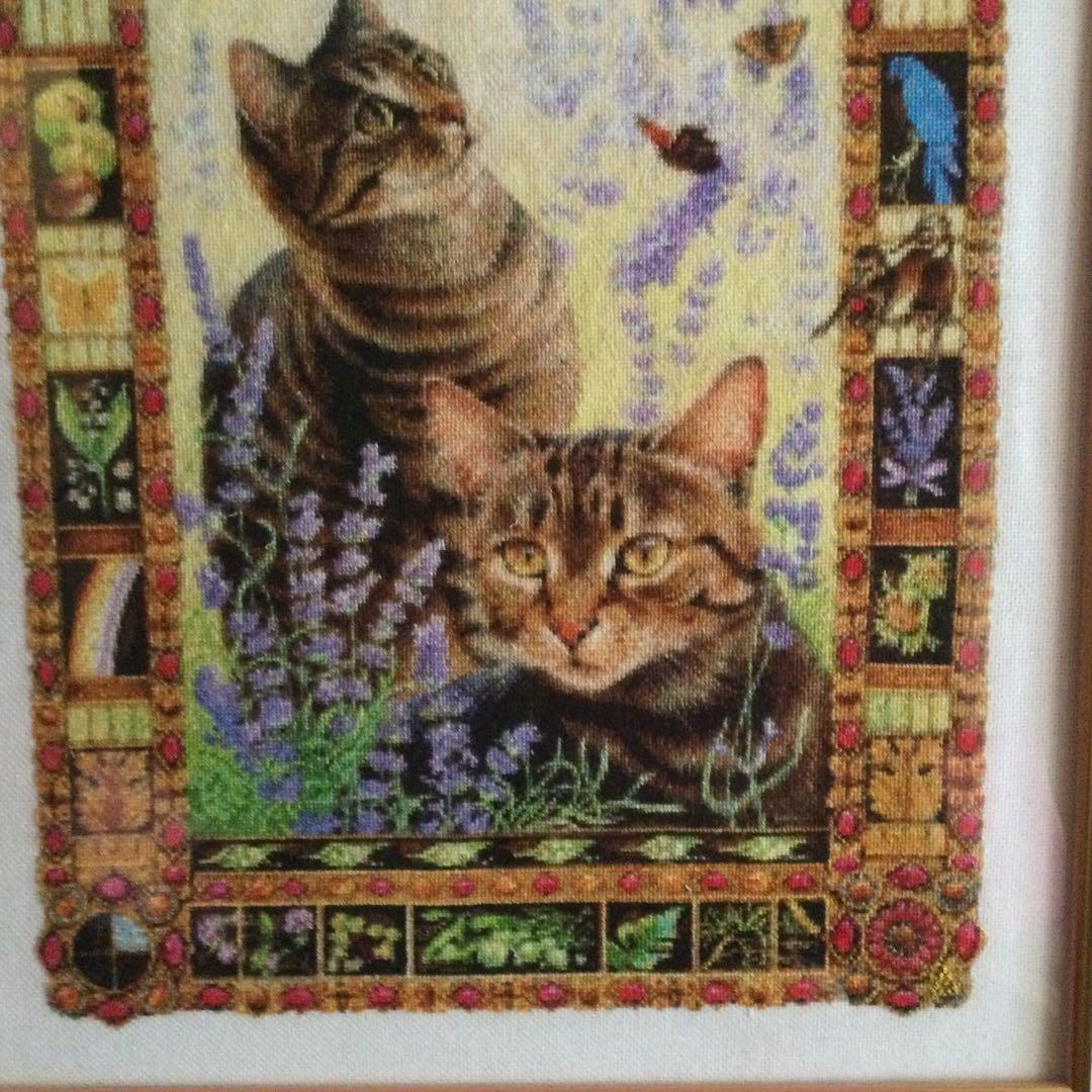 B　二点おまとめクロスステッチ完成品　刺繍完成品