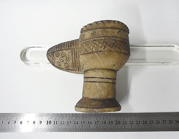 【X0402】アフガニスタン 遊牧民族　古代ランプ ( 燈明台 )　石器　彫刻品