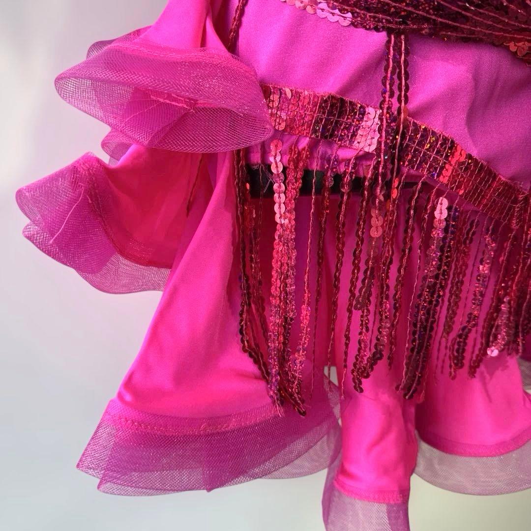 6339★S ネオンピンク スパンコール ラテンドレス 社交ダンス