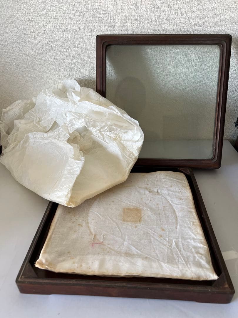 中国古美術/粉彩蝙蝠/桃紋皿 【大清雍正年製】在銘/紫檀箱付き