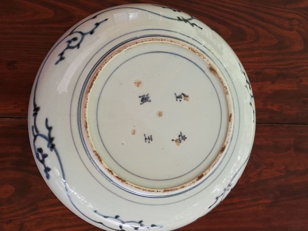 年代物、古伊万里(江戸中期～後期)染付け大皿