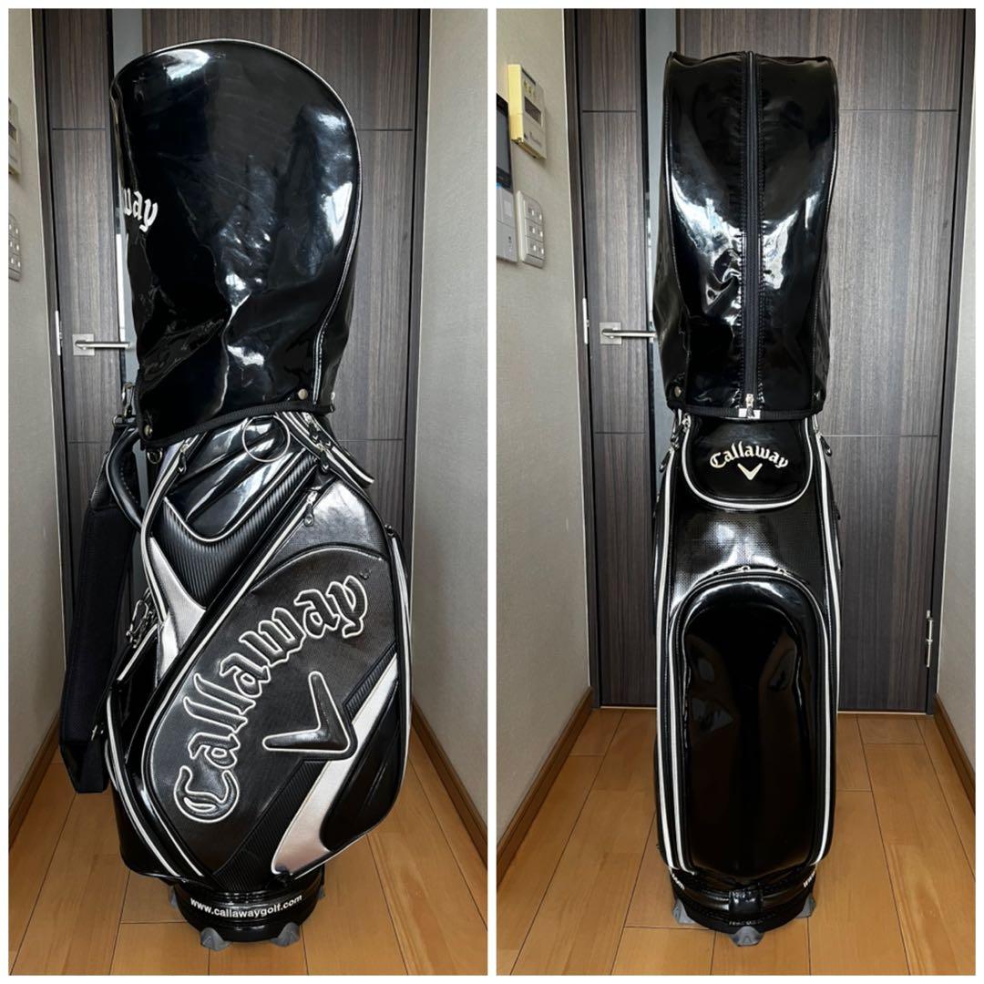 美品キャロウェイ　ド迫力大きめキャディバッグ　エナメル　9型　ブラック×シルバー