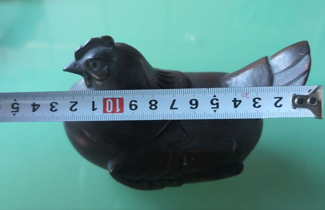 鳥型銅製香合　刻印有り