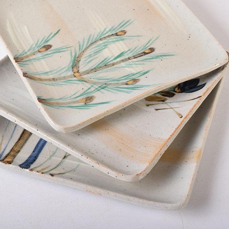 和食器　美濃焼　加藤幸兵衛陶窯　色絵　絵変銘々皿　5客　共箱　N　7598