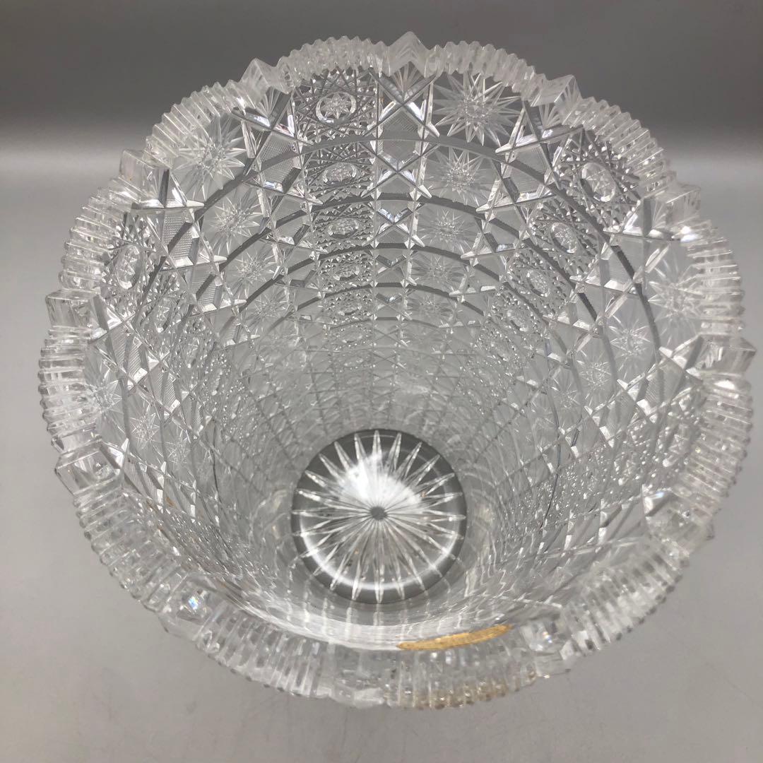 新品未使用箱入りボヘミアクリスタルカットフラワーベース花瓶31cm高級工芸品