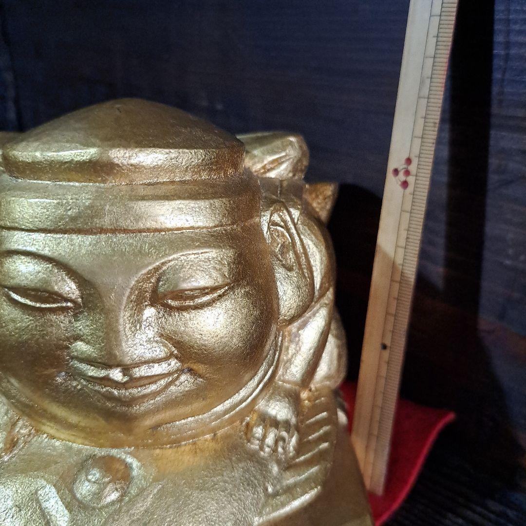 平櫛田中作　福徳恵比須座像　金箔ブロンズ像　田中名刻印