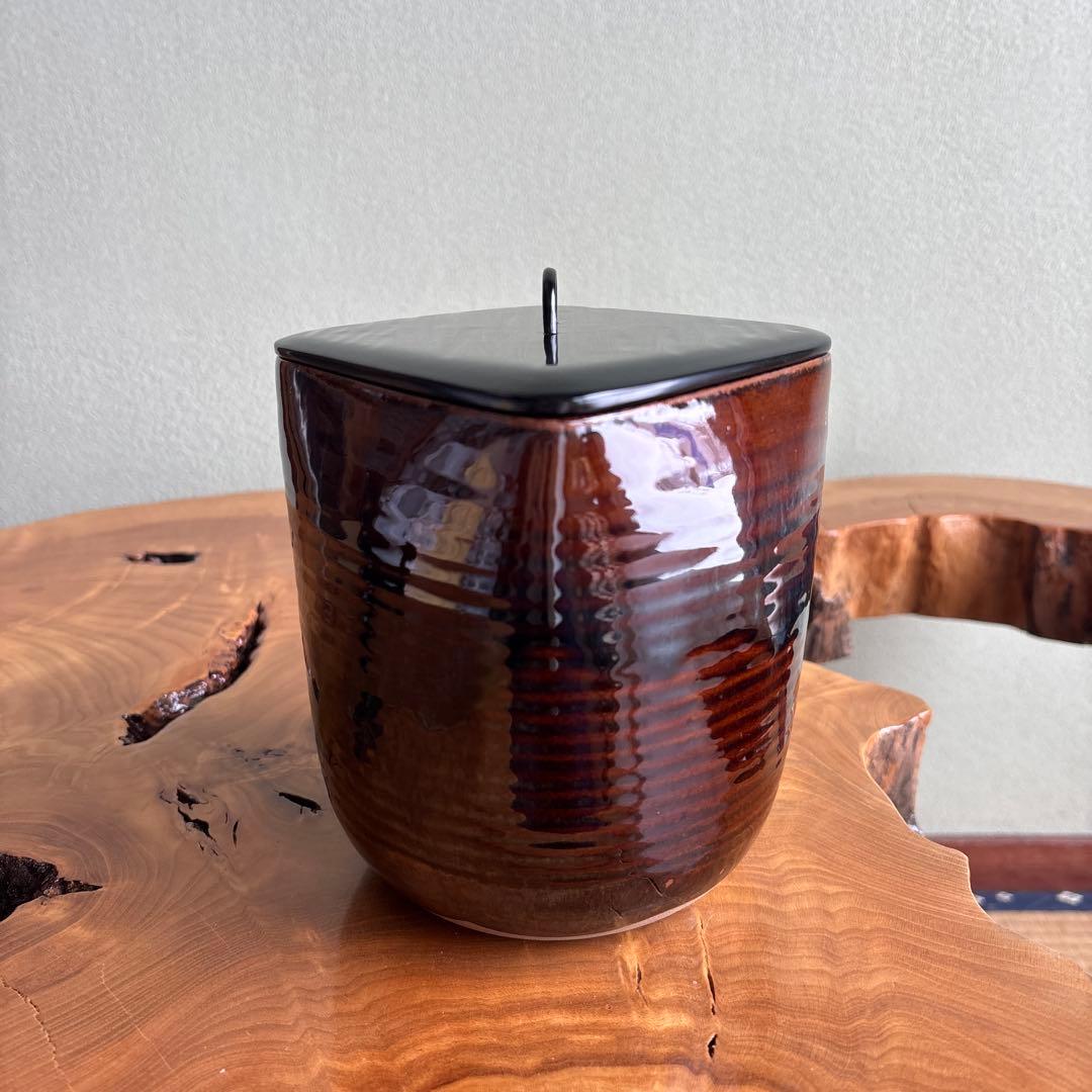 高取焼 鬼丸雪山造 菱形水指 茶道具 共箱【18万円購入】