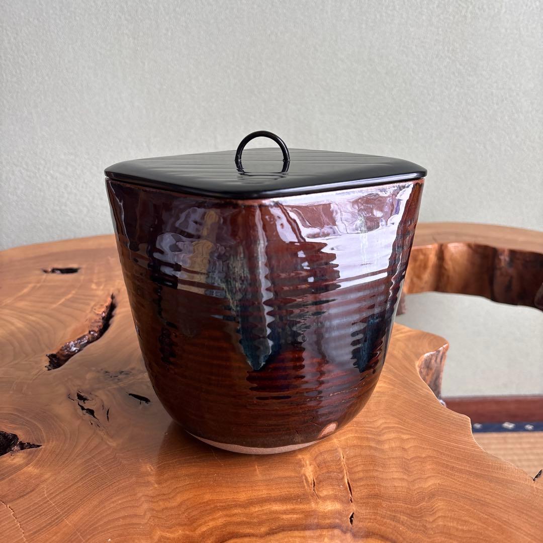 高取焼 鬼丸雪山造 菱形水指 茶道具 共箱【18万円購入】