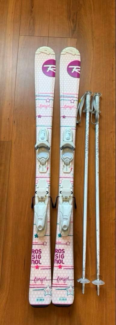 ジュニアスキー板120cm ストック90cm