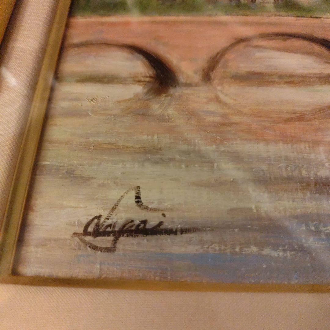 希少　永井弘子　風景画 油彩画 バラの花 ゴールドフレーム　サイン入り