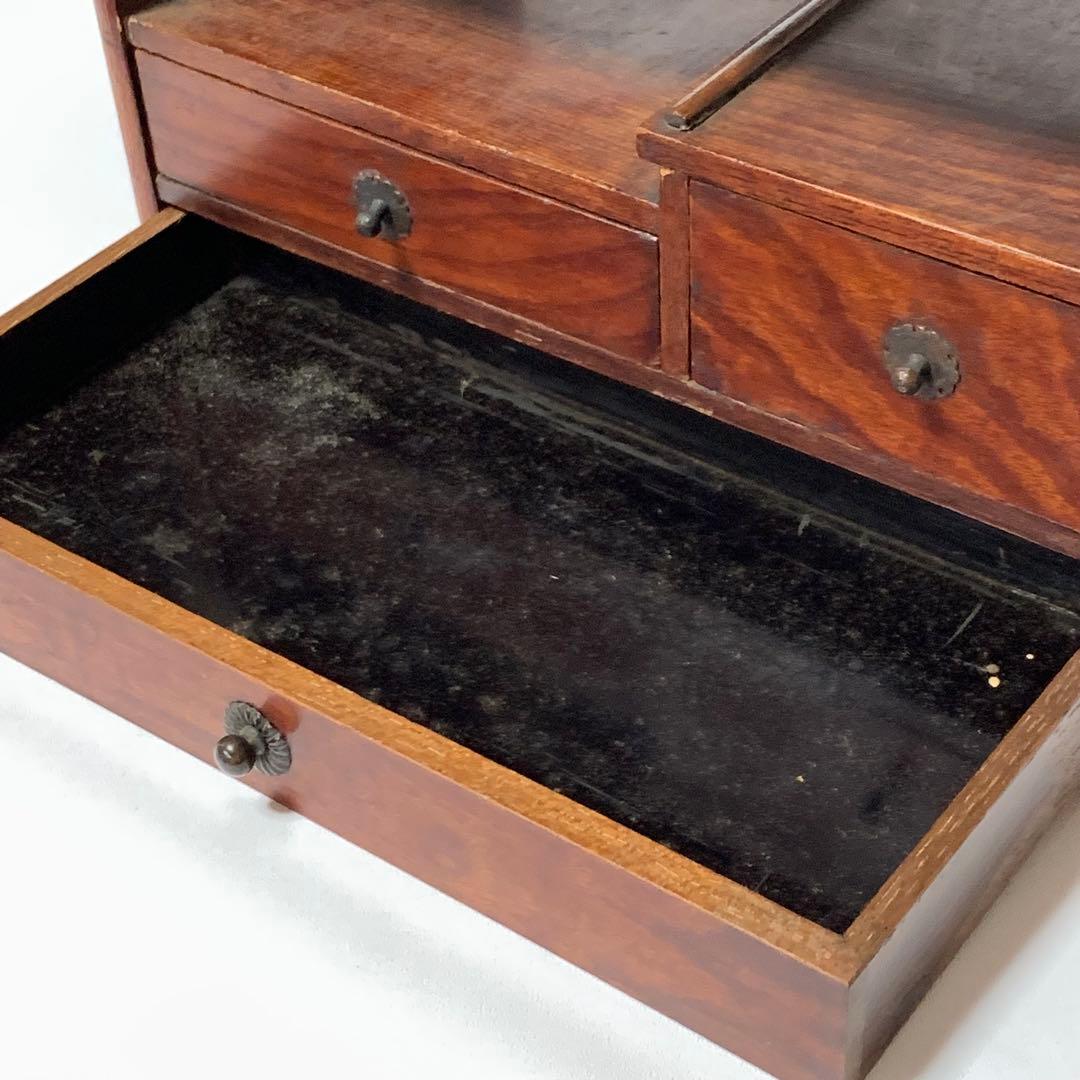 京都 時代物 欅製 銅手付小引出付 四方形 煙草盆 欅四方形莨盆 時代喫煙具