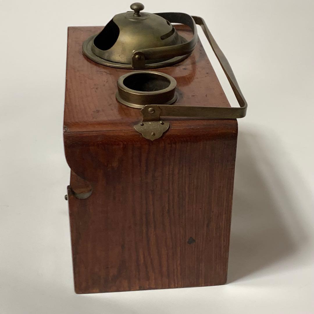 京都 時代物 欅製 銅手付小引出付 四方形 煙草盆 欅四方形莨盆 時代喫煙具