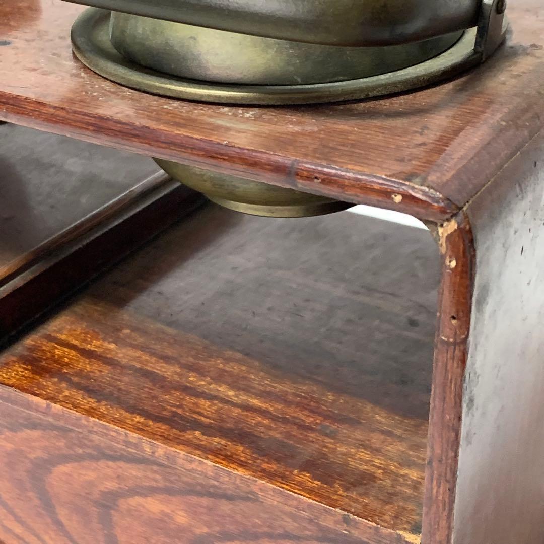 京都 時代物 欅製 銅手付小引出付 四方形 煙草盆 欅四方形莨盆 時代喫煙具