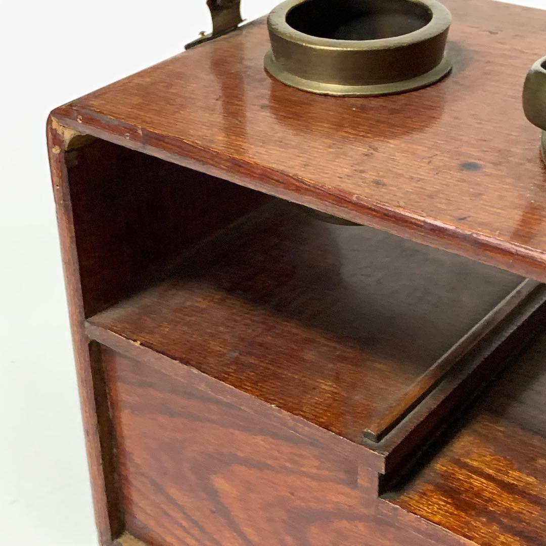 京都 時代物 欅製 銅手付小引出付 四方形 煙草盆 欅四方形莨盆 時代喫煙具