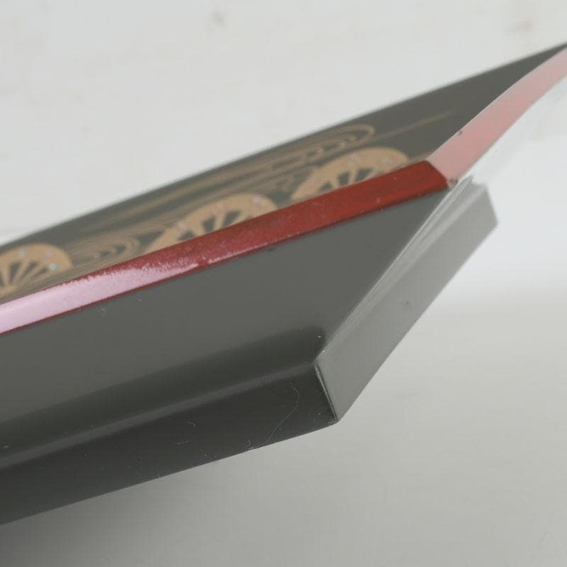 和食器　茶懐石　山中塗　辻石斎作　螺鈿装飾　片輪蒔絵　四方盆　共箱　N　9855