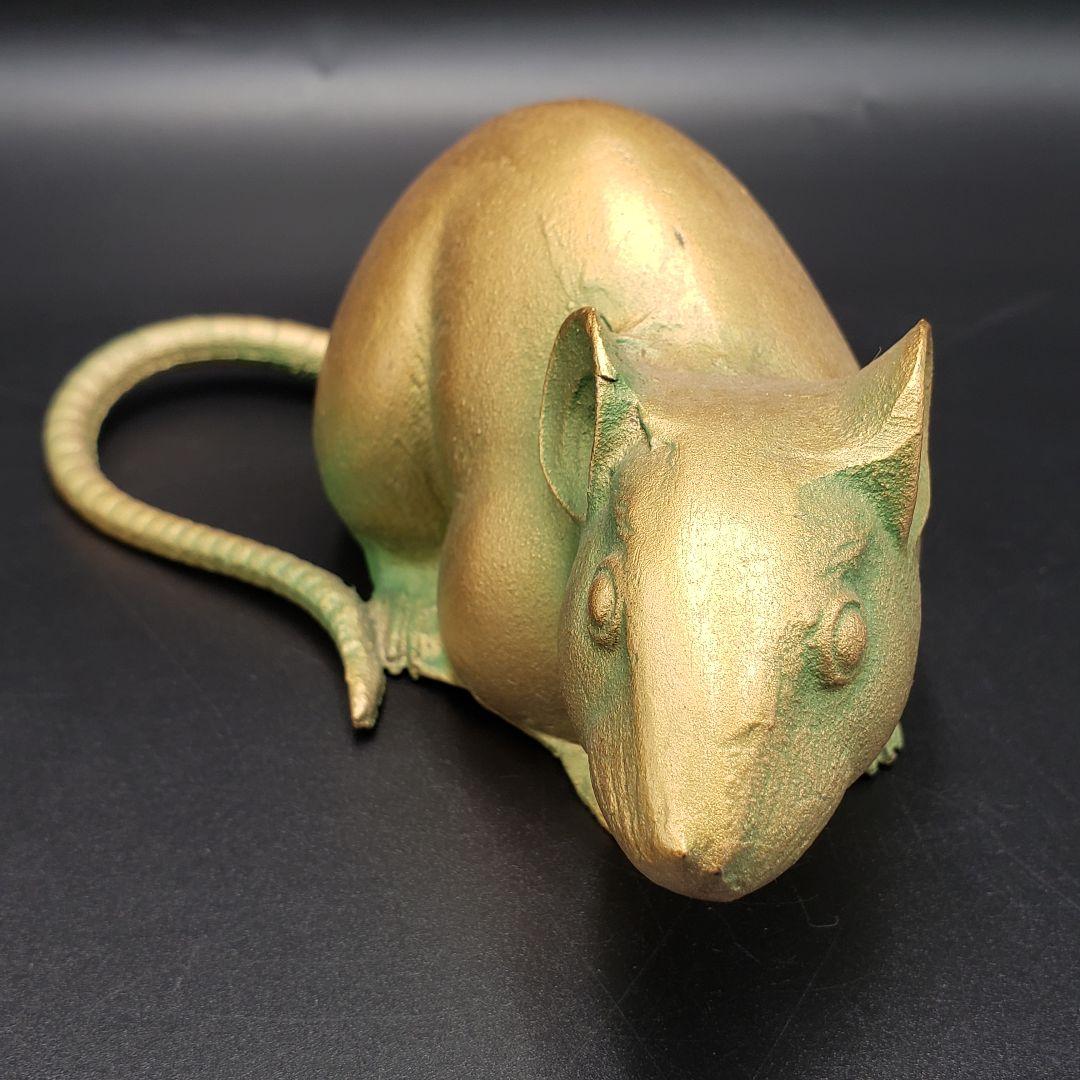 ⑮美術鋳物 子置物 鼠 ネズミ ねずみ 日展作家 村田宏作