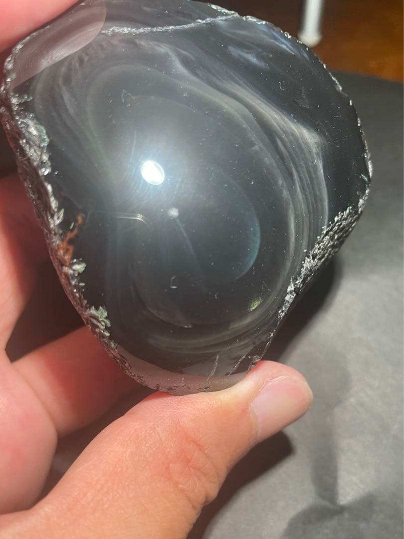 研磨済　十勝石玲瓏　マホガニーオブシディアン　オーロラ系模様