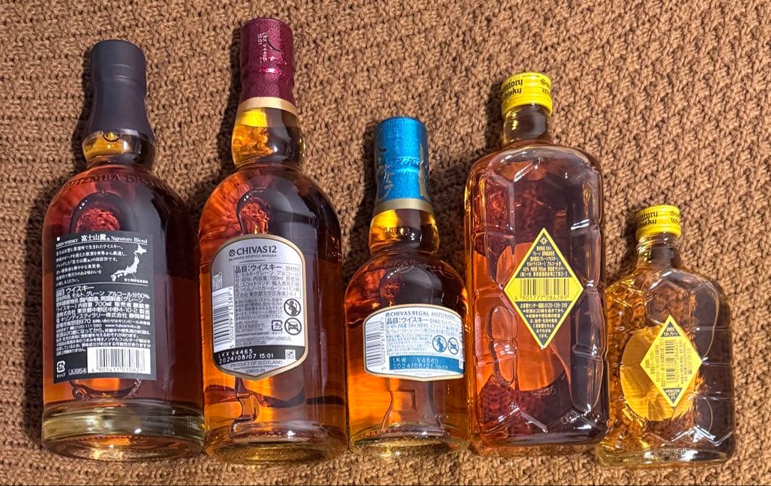 ウイスキー5本　富士山麓/CHIVASREGAL/SUNTORY WHISKEY