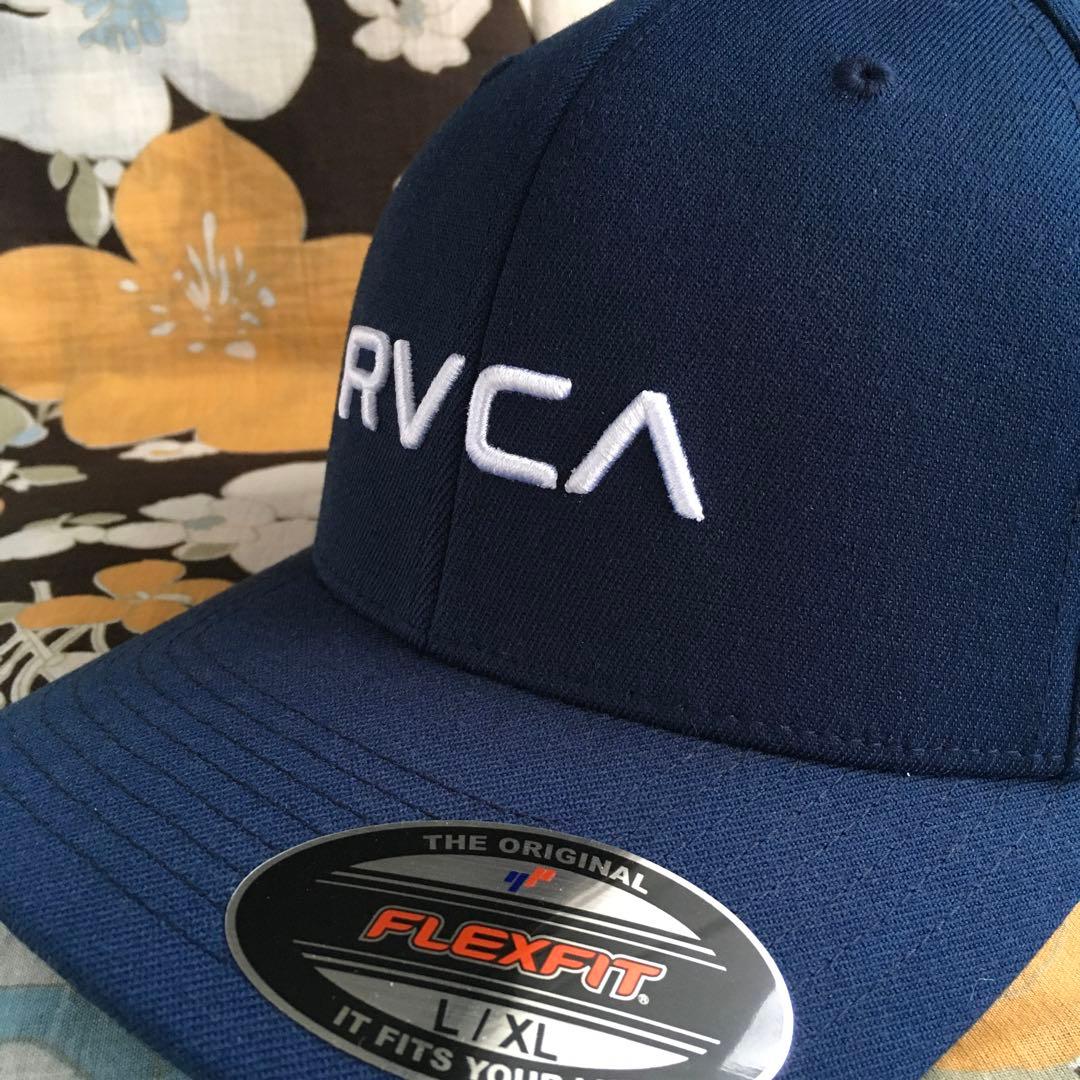 RVCAルーカUS限定ロゴアイコン刺繍フレックスフィットツイルキャップ帽子１点物