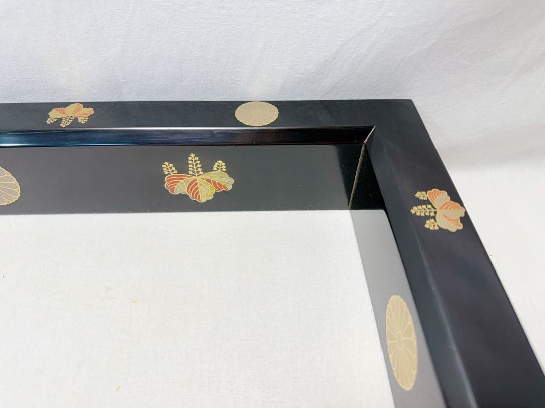 ほぼ未使用 茶道具 塗師表哲造 黒真塗 高台寺蒔絵 螺鈿付 炉縁 共箱