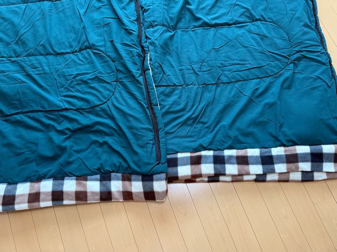 【２個セット】Coleman フリーススリーピングバッグ ブラウンチェック