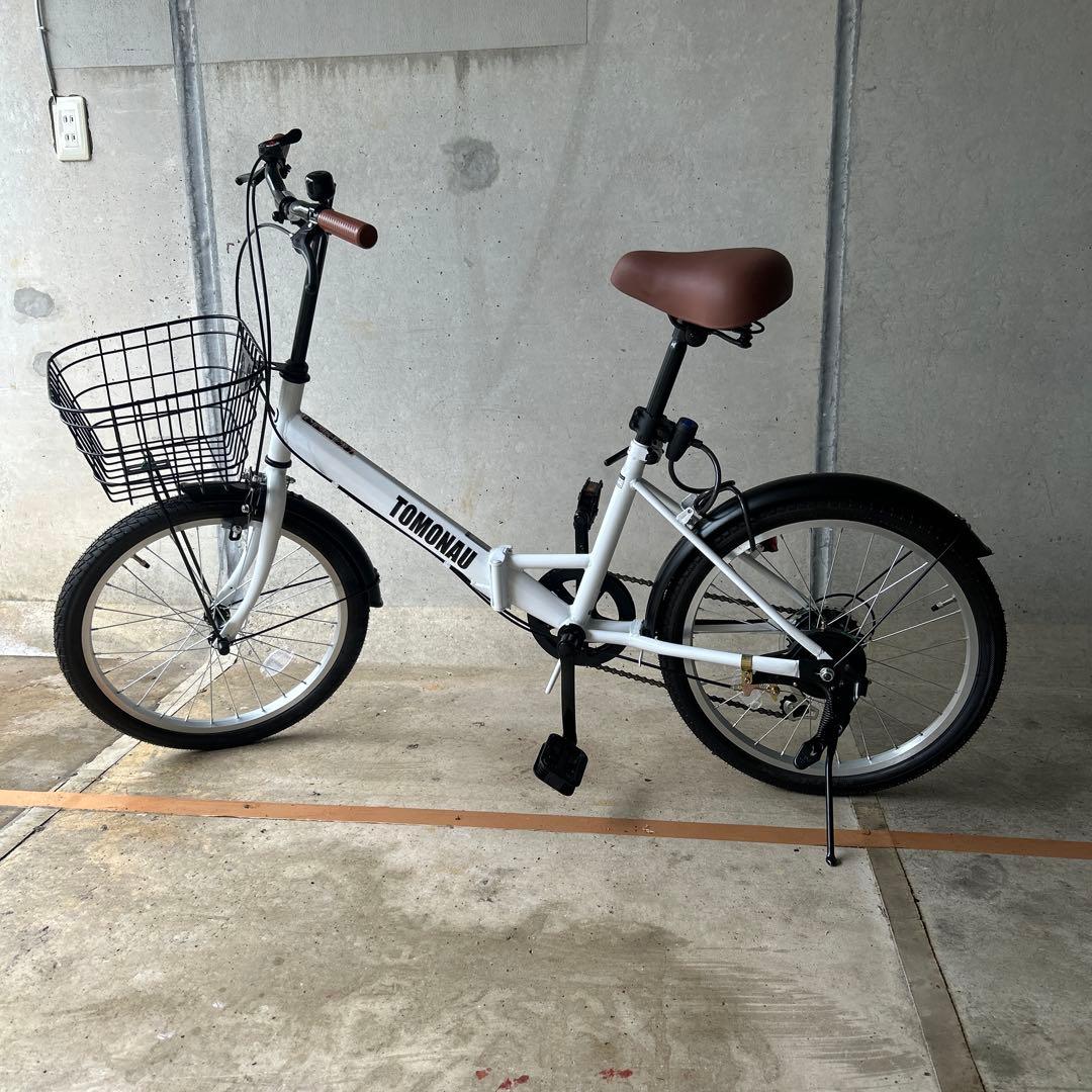 20インチTOMONAU 折りたたみ自転車 前カゴ付き、シマノ製品、新品未使用