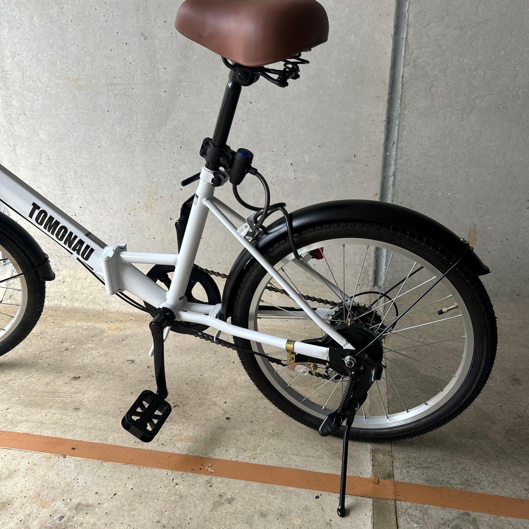 20インチTOMONAU 折りたたみ自転車 前カゴ付き、シマノ製品、新品未使用