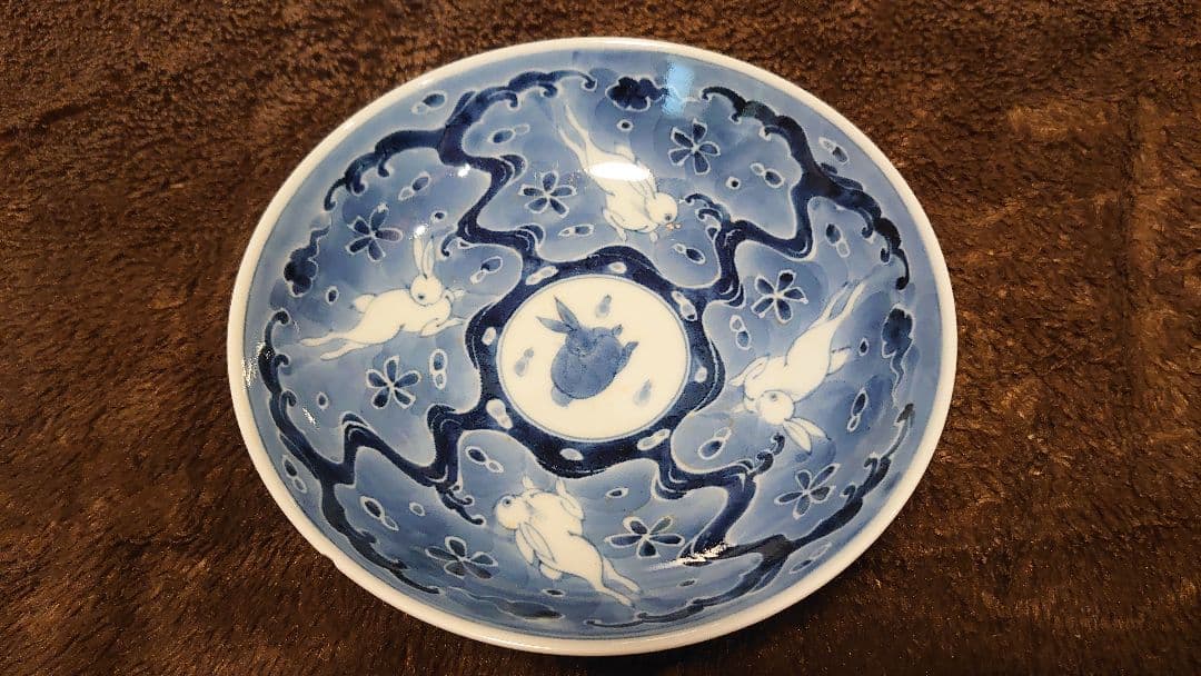 古伊万里　伊万里焼　うさぎ　染付　１客