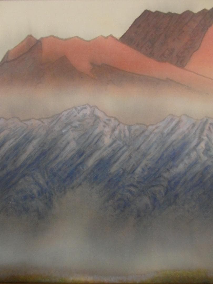 日本画家 吉原芳仙 『ヒマラヤの嶺』扁額/絹本 /1932年作 本物直筆保証