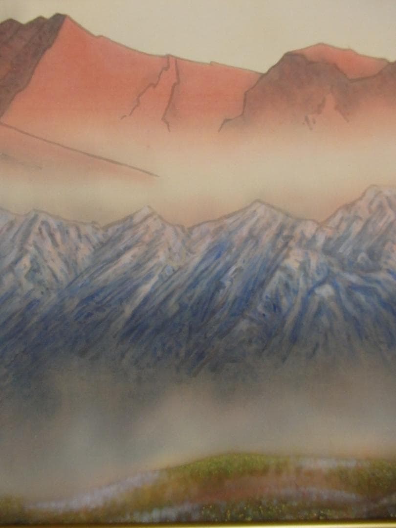 日本画家 吉原芳仙 『ヒマラヤの嶺』扁額/絹本 /1932年作 本物直筆保証