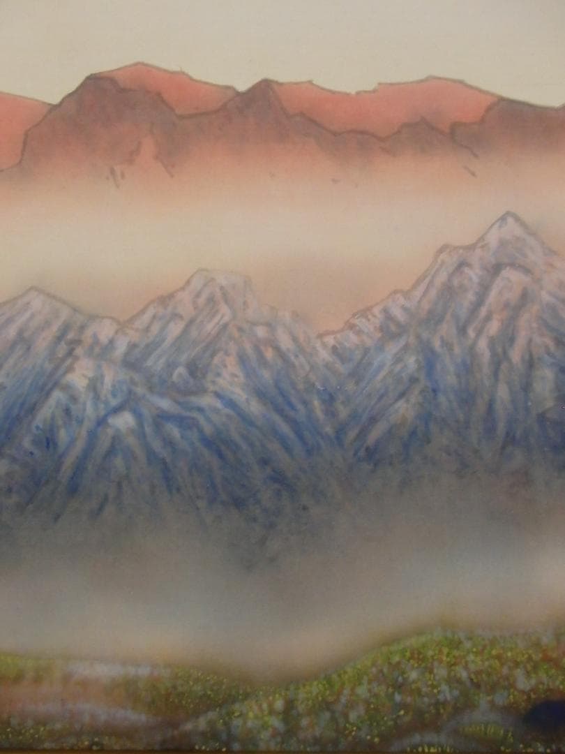 日本画家 吉原芳仙 『ヒマラヤの嶺』扁額/絹本 /1932年作 本物直筆保証