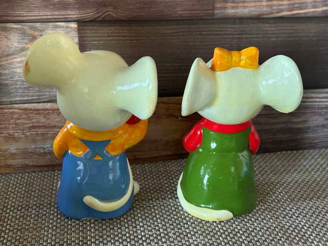 【値下げ⭐️当時物　昭和レトロ　陶器人形】ねずみの親子