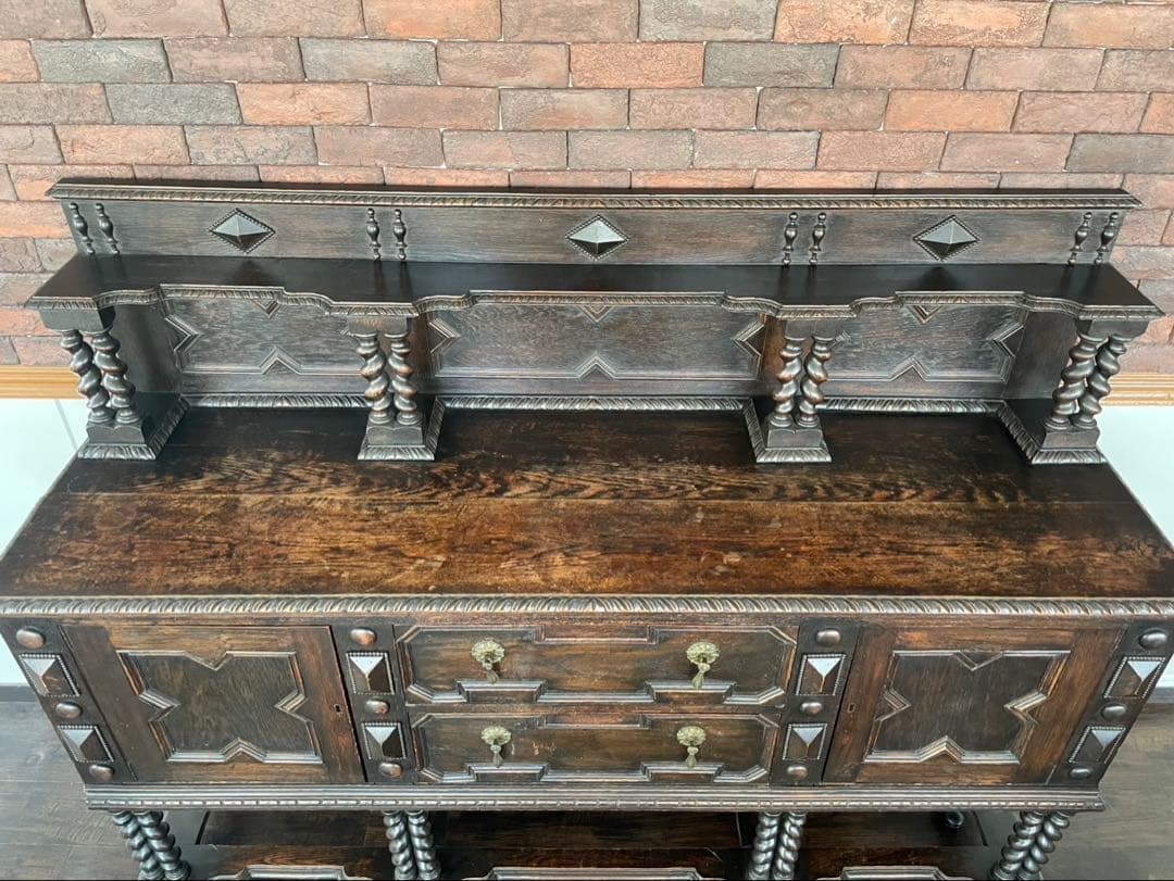 イギリス製 アンティーク キャビネット ヴィンテージ 棚 什器 引き出し 鍵付き