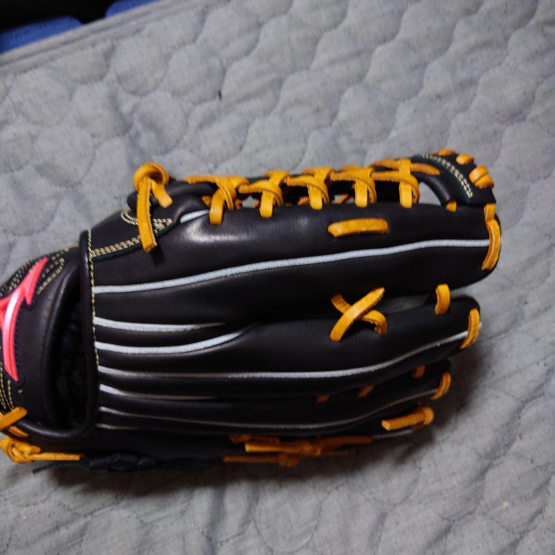 新品軟式外野手Mizuno 野球グローブ 黒/オレンジ