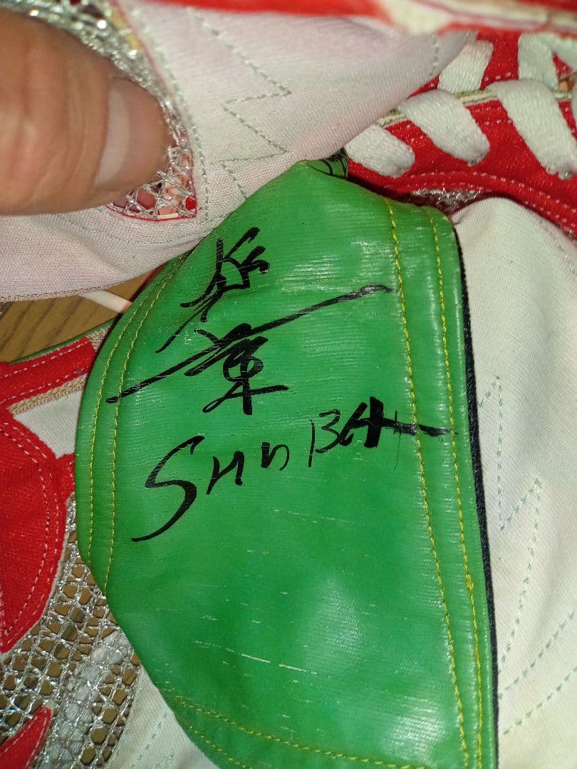 即決！SHIIBA 本人使用済み試合用破れマスク サイン入り プロレスマスク