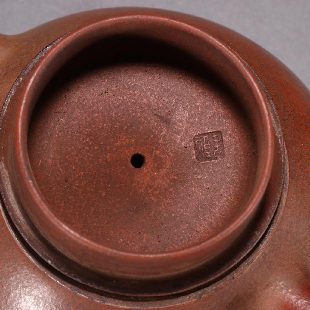 清時代 阿曼陀室款 漢詩紋石瓢茶壺 宜興紫砂 常滑 朱泥急須 古董品