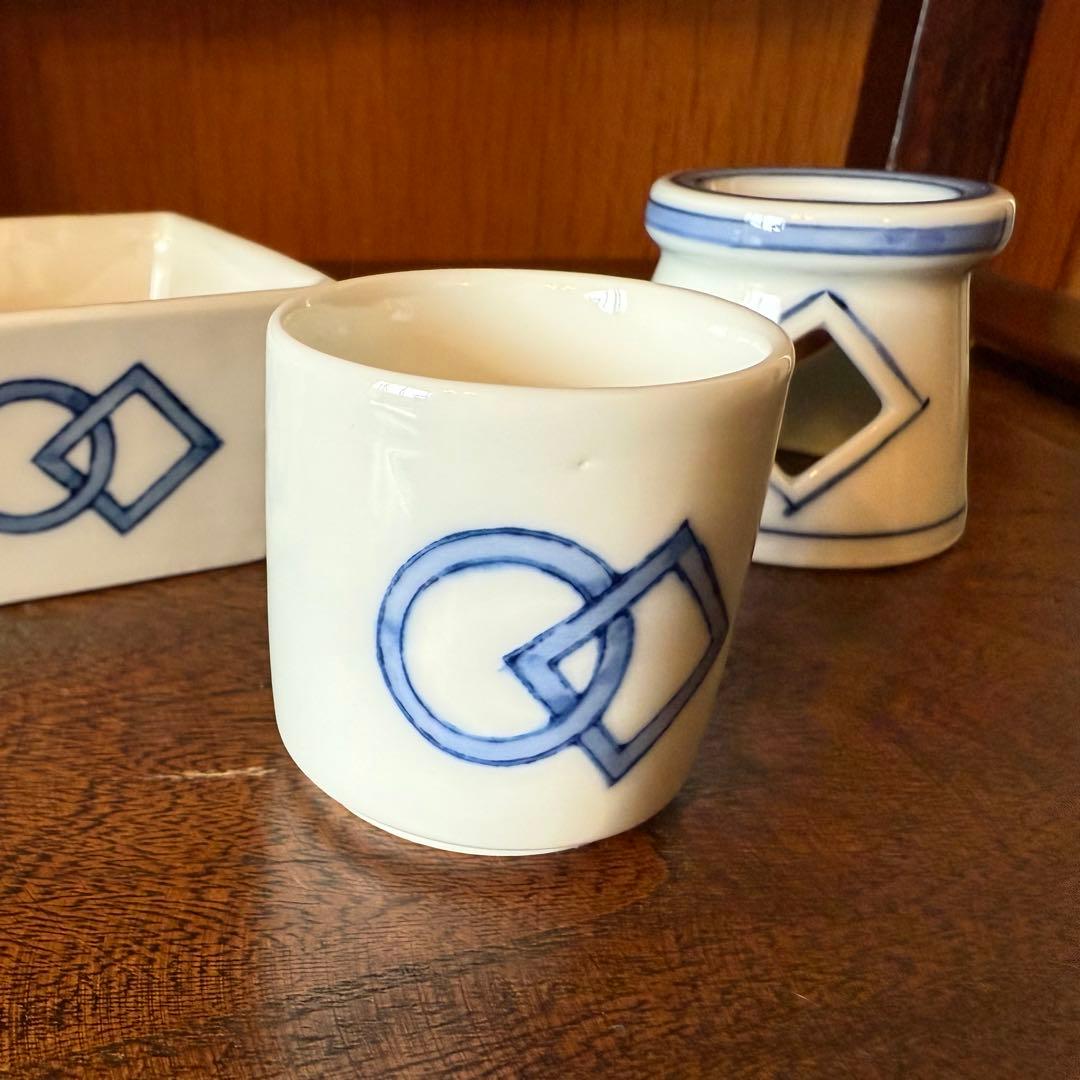 専用三点まとめ　煎茶道具3点まとめ　茶巾筒　盆巾筒　蓋置／茶碗6客/茶筒　方円紋