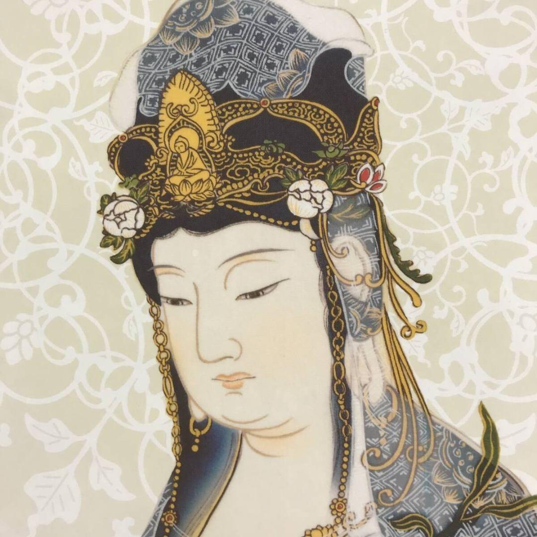 真作/高畠周峰/観音図/蓮/仏掛軸/掛軸☆宝船☆AK-613