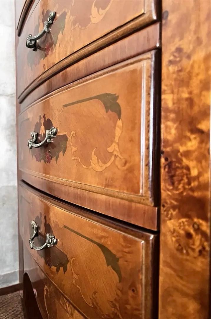 イタリア製・木象嵌・5段チェスト / 美しい仕上げ・ビンテージ・アンティーク