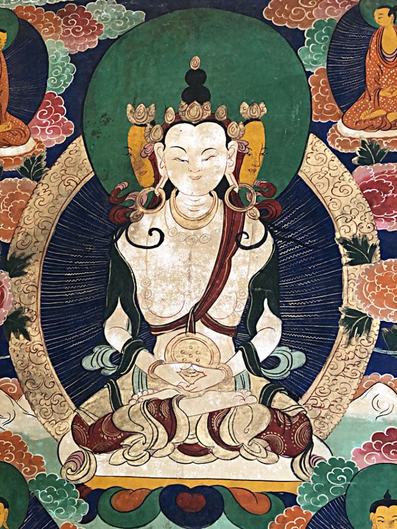 ② 中国 仏教美術 唐物 明代 分院 伝世品 曼荼羅 古玩 タンカ 金彩装飾