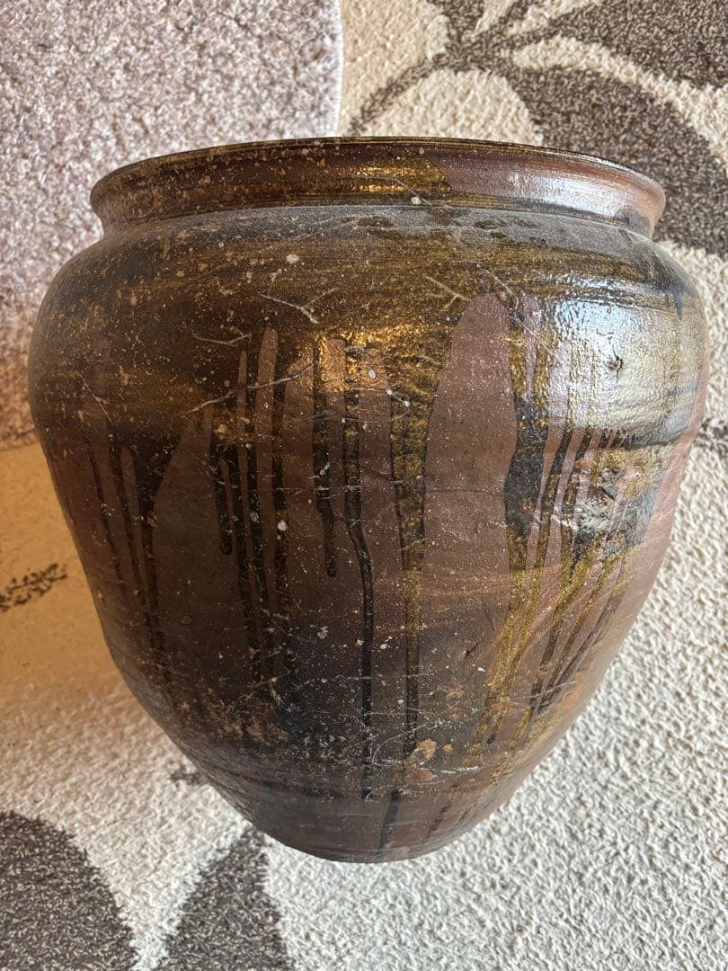 丹波焼　赤土部灰釉甕　大壺 時代物 骨董品アンティーク