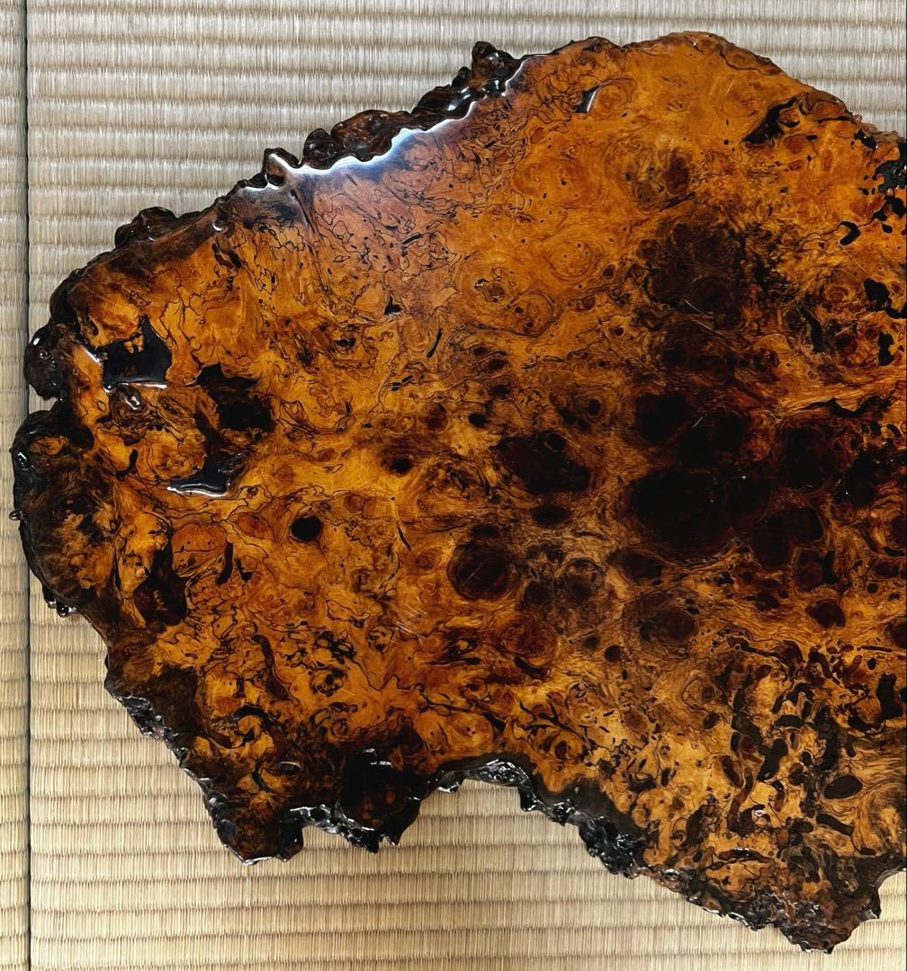 天然時代木 花梨 玉杢 瘤 花台 香台 盆栽台 敷板 64㎝