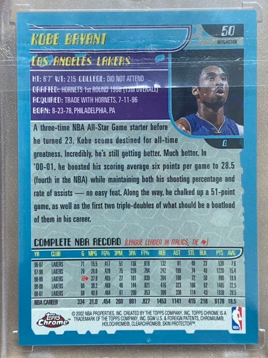 その他 2001 Topps Chrome refractor Kobe Bryant