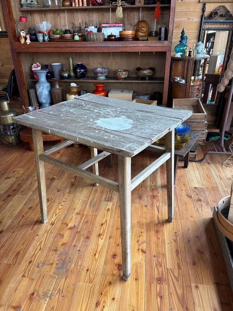 木製　ビンテージ　テーブル　作業台　木製テーブル　ペインター